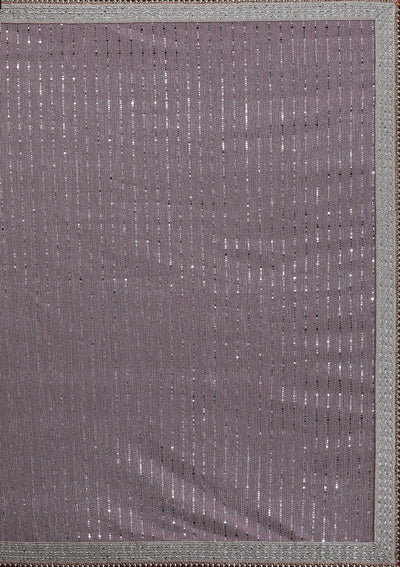 Lavender Mirrorwork Net Saree-Koskii