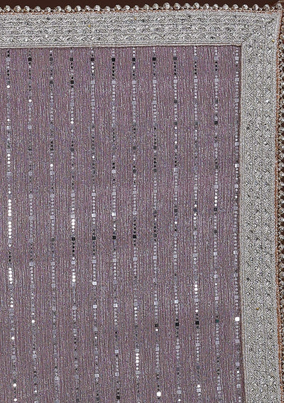 Lavender Mirrorwork Net Saree-Koskii