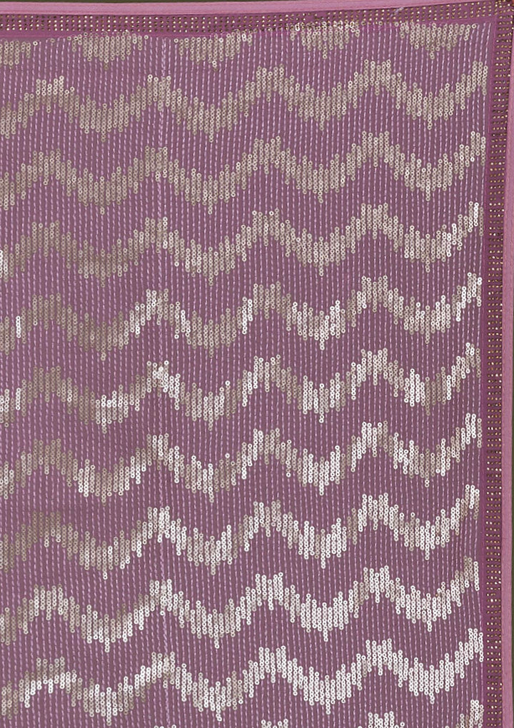 Lavender Sequins Georgette Saree-Koskii