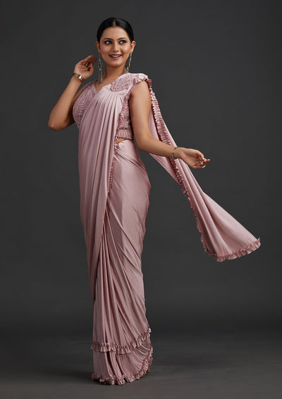 Lavender Sequins Lycra Designer Saree - koskii