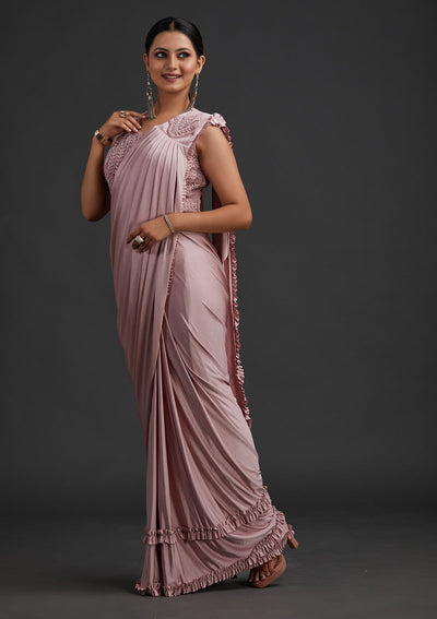 Lavender Sequins Lycra Designer Saree - koskii