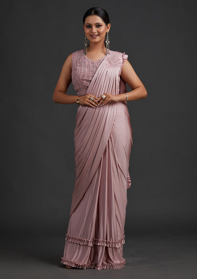 Lavender Sequins Lycra Designer Saree - koskii