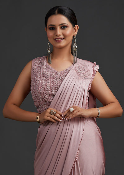 Lavender Sequins Lycra Designer Saree - koskii