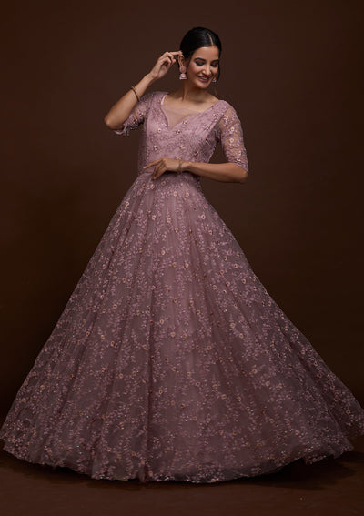 Lavender Sequins Net Gown-Koskii