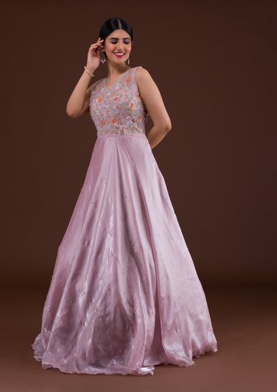 Lavender Sequins Tissue Designer Gown-Koskii