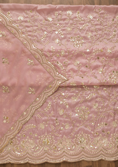 Lavender Sequins Tissue Unstitched Salwar Suit-Koskii