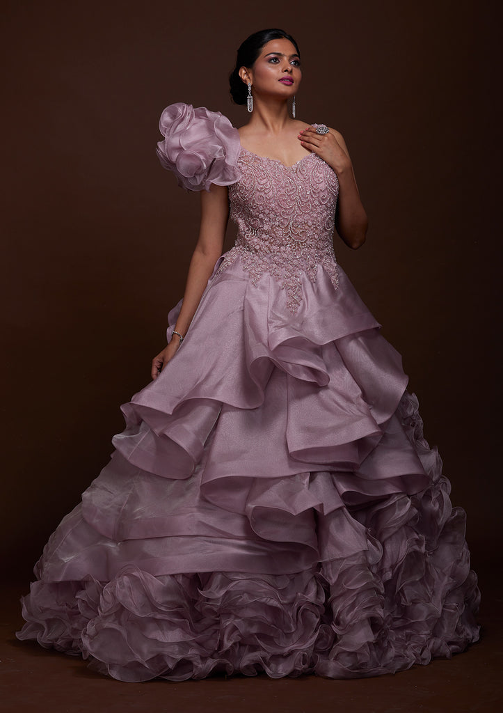 Popular Lavender Bridal Silk Gown and Lavender Bridal Silk Trendy Gown  online shopping