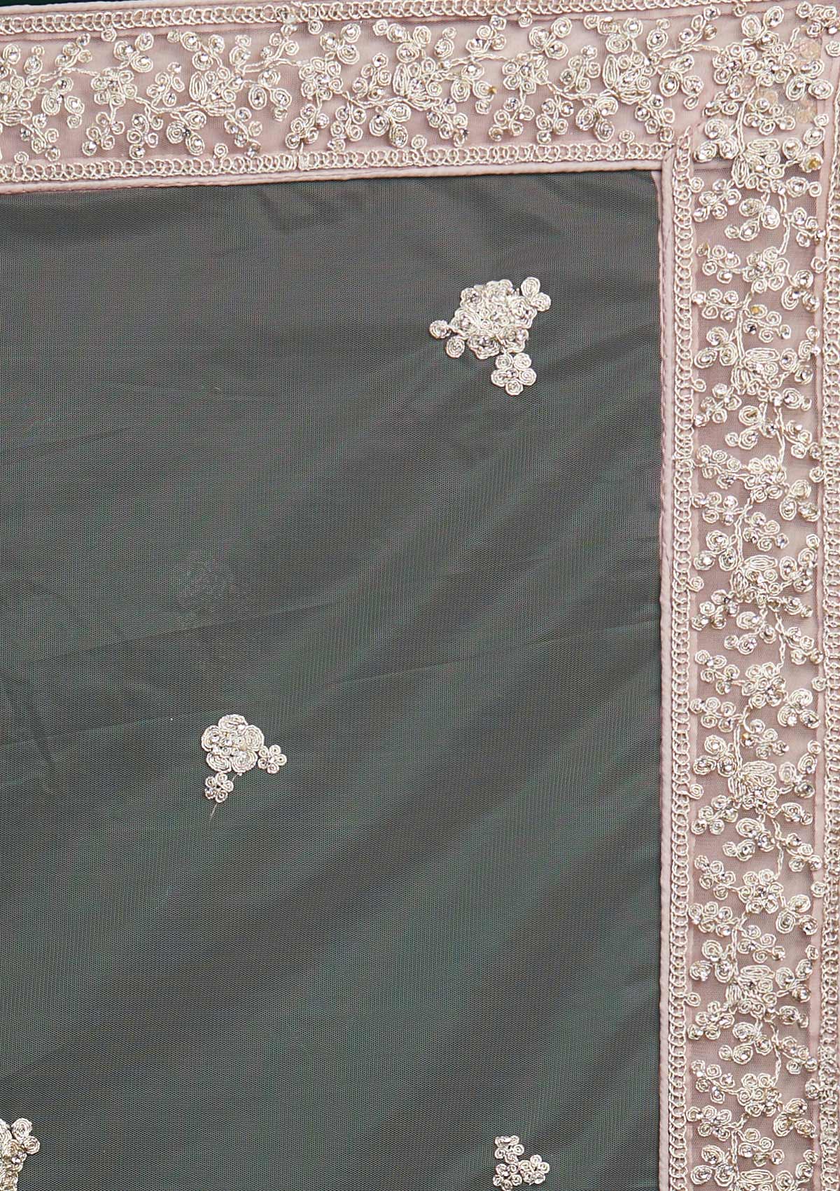 Lavender Silver Stonework Net Designer Lehenga-Koskii