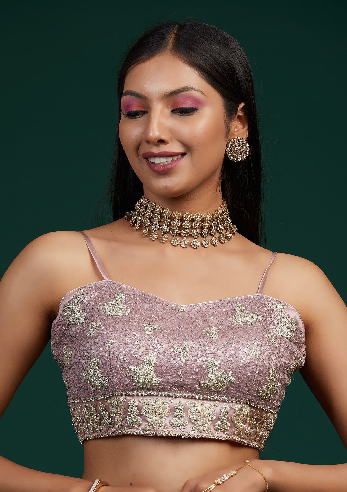 Lavender Silver Stonework Net Designer Lehenga-Koskii