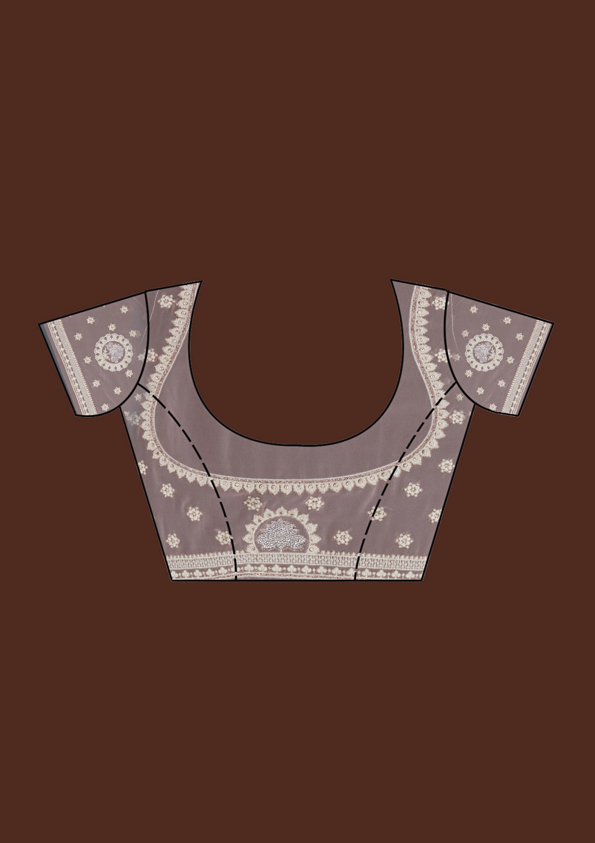 Lavender Silver Stonework Net Saree-Koskii