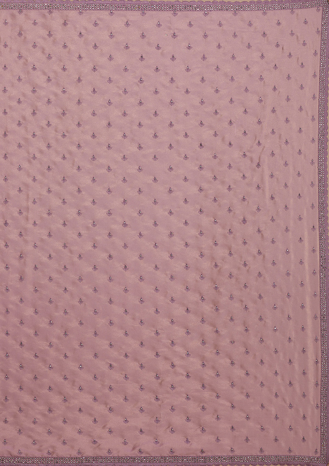 Lavender Silver Stonework Crepe Saree-Koskii