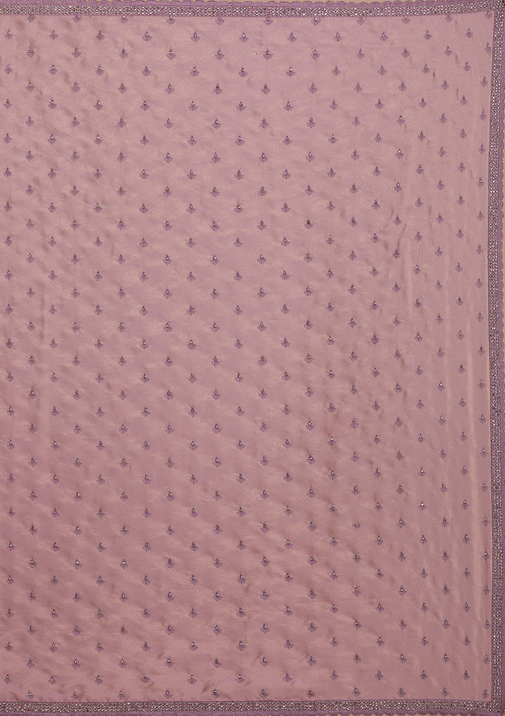 Lavender Silver Stonework Crepe Saree-Koskii