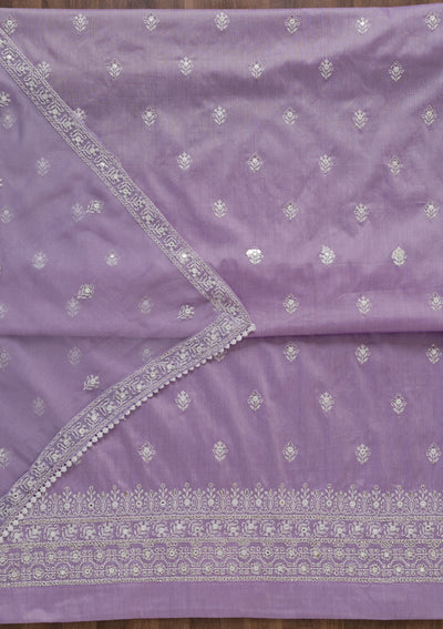 Lavender Stonework Poly Chanderi Unstitched Salwar Suit-Koskii