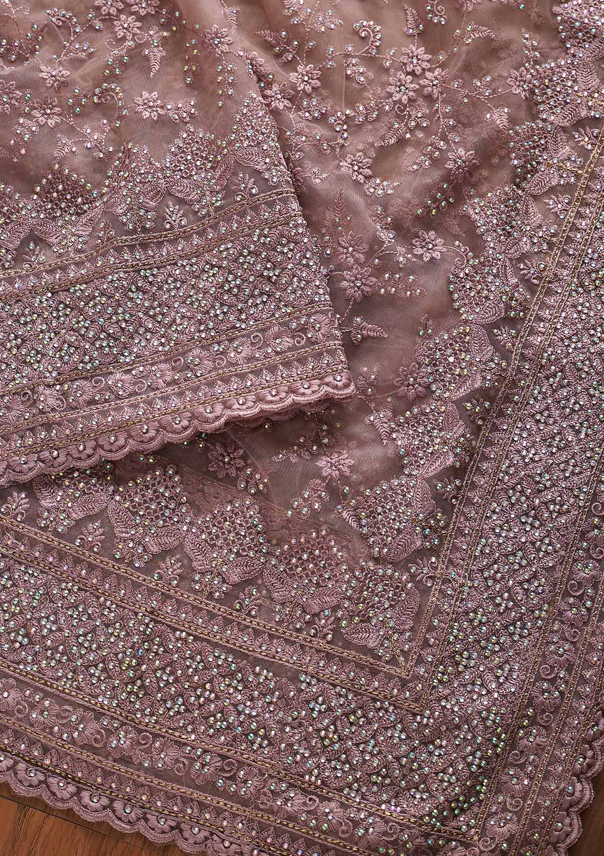 Lavender Stonework Net Designer Saree - koskii