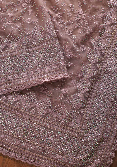 Lavender Stonework Net Designer Saree - koskii