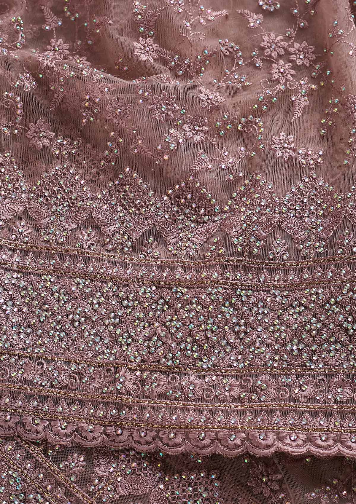 Lavender Stonework Net Designer Saree - koskii