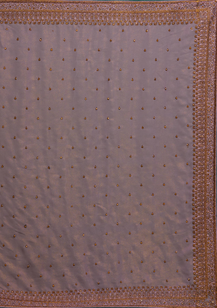 Lavender Stonework Shimmer Saree - Koskii
