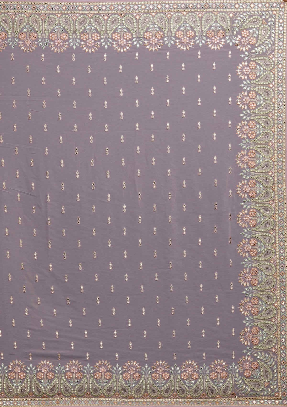 Lavender Threadwork Georgette Designer Saree - Koskii