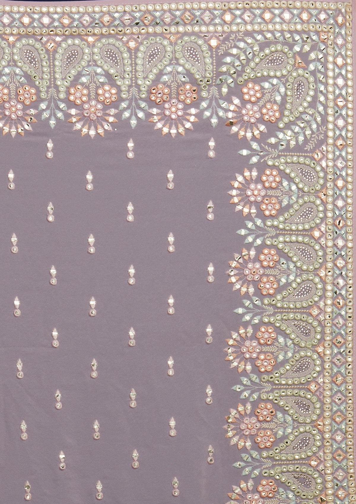 Lavender Threadwork Georgette Designer Saree - Koskii