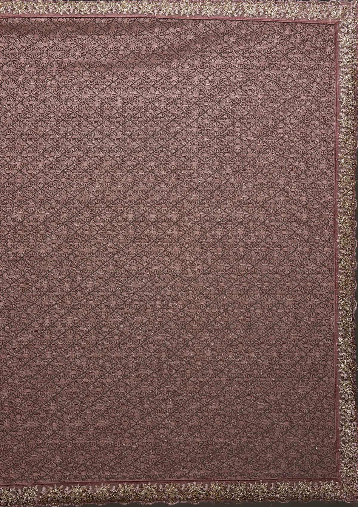 Lavender Threadwork Net Designer Saree - Koskii