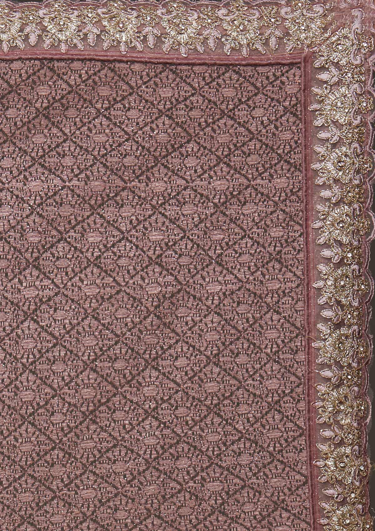Lavender Threadwork Net Designer Saree - Koskii