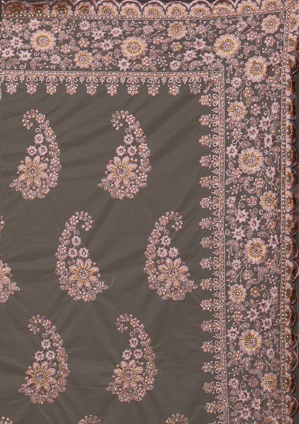Lavender Threadwork Net Designer Saree - Koskii