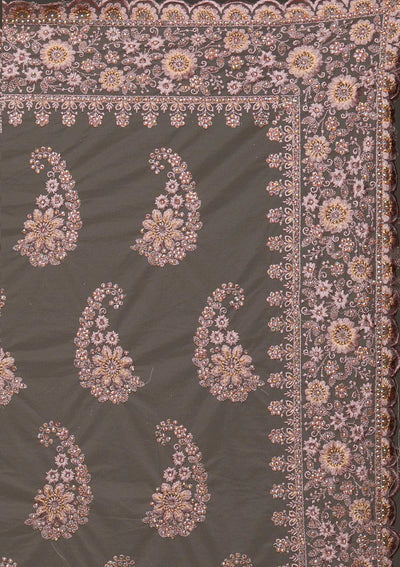 Lavender Threadwork Net Designer Saree - Koskii