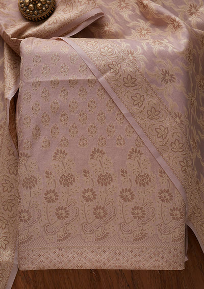 Lavender Zariwork Banarasi Designer Unstitched Salwar Suit - koskii