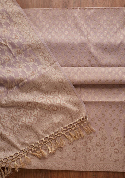 Lavender Zariwork Banarasi Designer Unstitched Salwar Suit - koskii