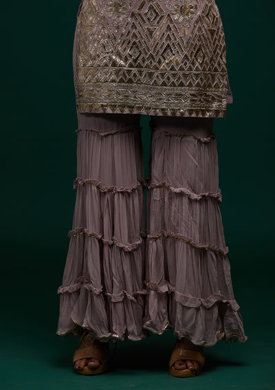 Lavender Zariwork Georgette Designer Salwar Suit - Koskii