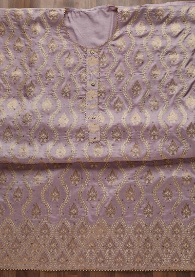 Lavender Zariwork Georgette Unstitched Salwar Suit - Koskii