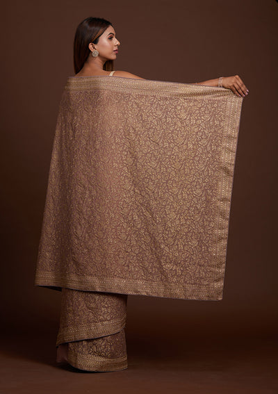 Lavender Zariwork Georgette Saree-Koskii