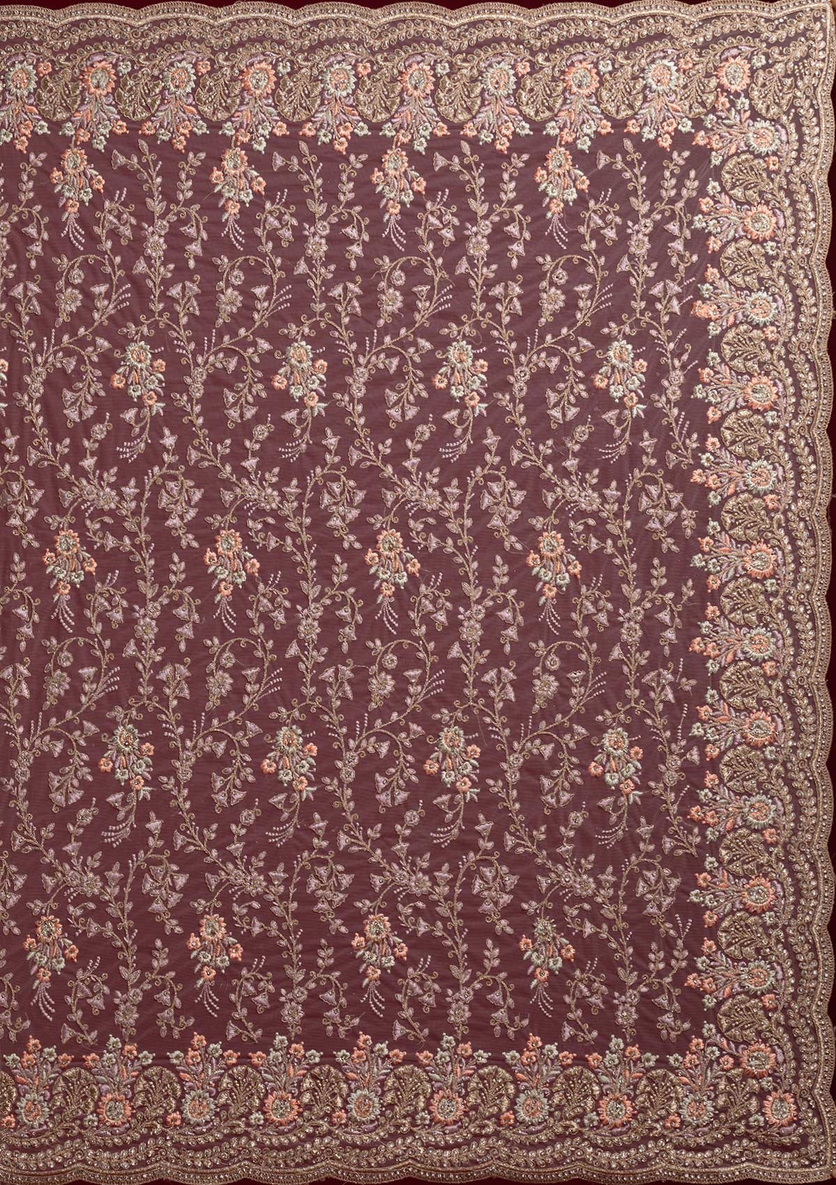 Lavender Zariwork Net Designer Saree - koskii