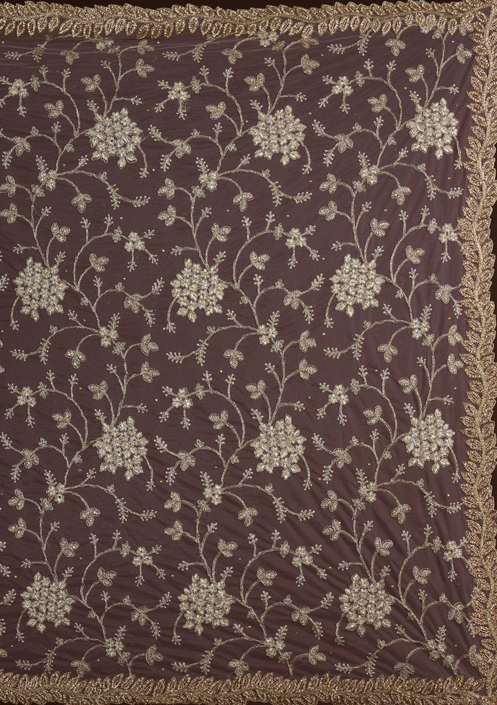 Lavender Zariwork Net Saree-Koskii