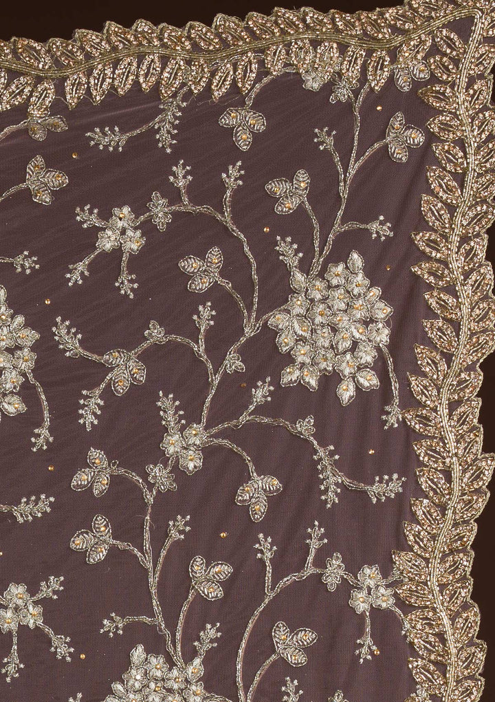 Lavender Zariwork Net Saree-Koskii