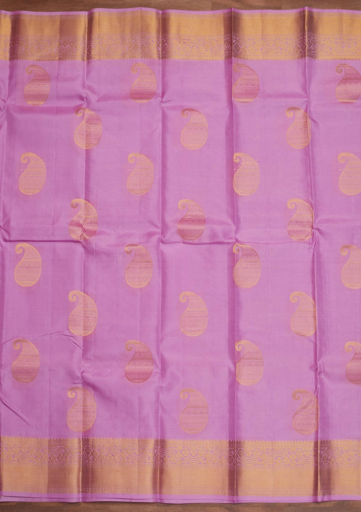 Lavender Zariwork Pure Silk Designer Saree - Koskii