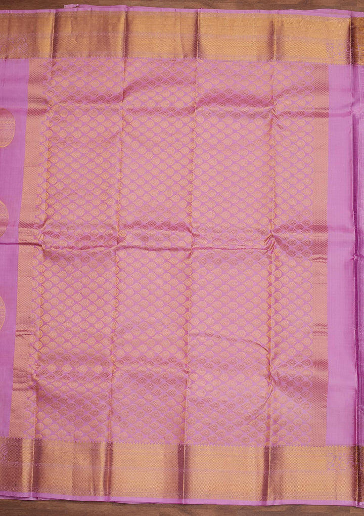Lavender Zariwork Pure Silk Designer Saree - Koskii