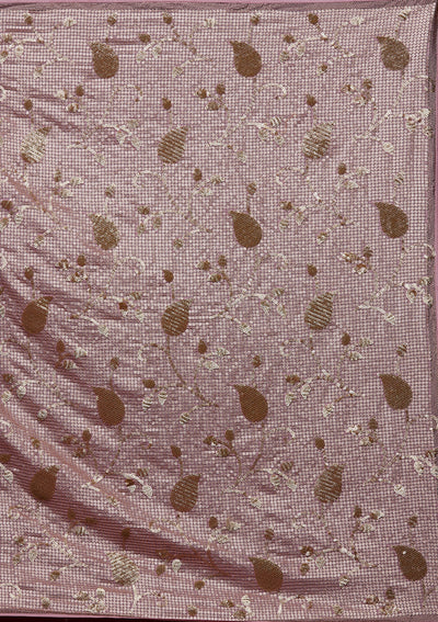 Lavender Zariwork Semi Crepe Saree-Koskii