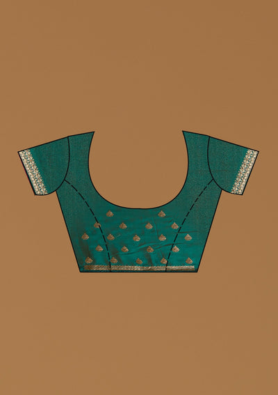 Leaf Green Zariwork Art Silk Designer Saree - koskii