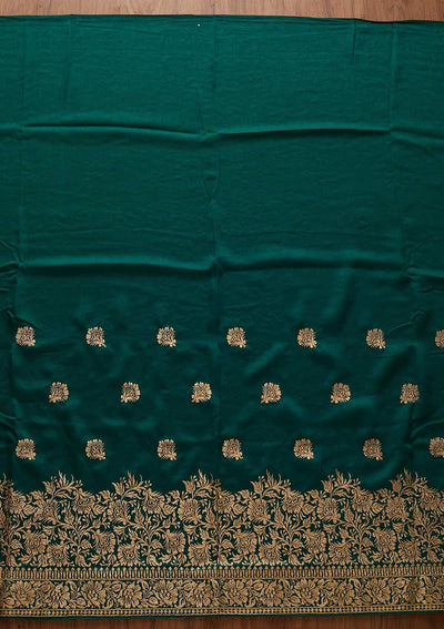 Leaf Green Zariwork Art Silk Designer Saree - koskii