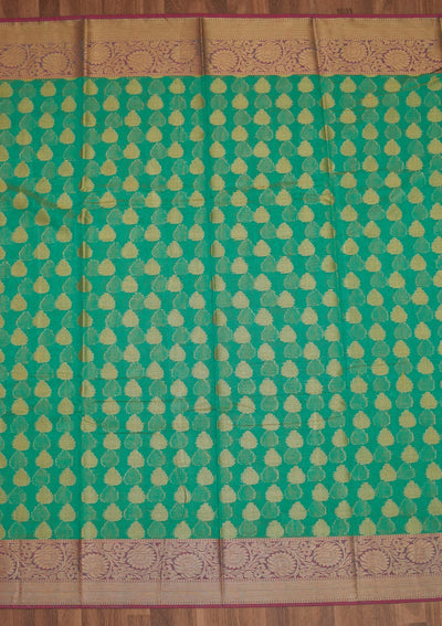 Leaf Green Zariwork Art Silk Saree - Koskii