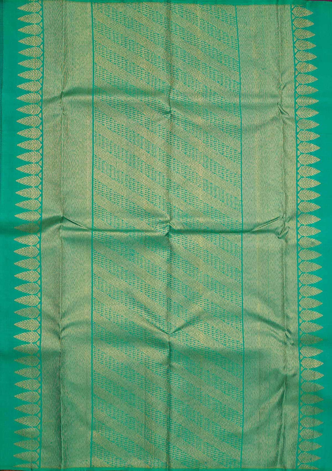 Leaf Green Zariwork Pure Silk Designer Saree - koskii