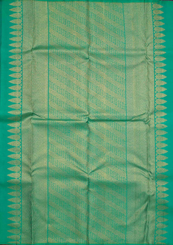 Leaf Green Zariwork Pure Silk Designer Saree - koskii