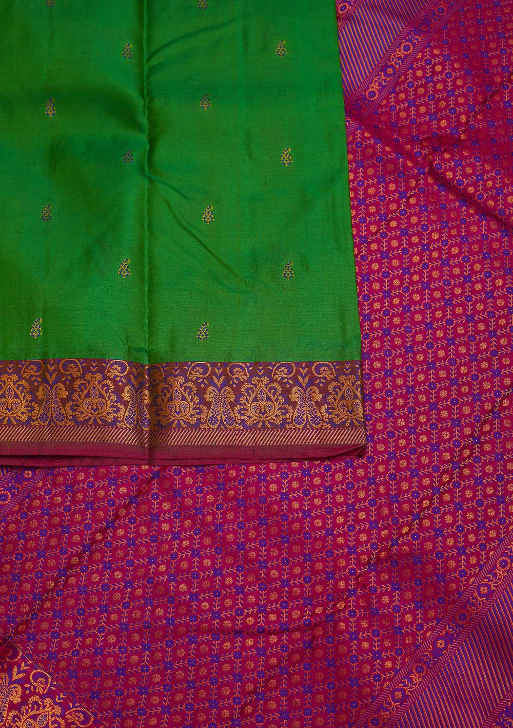 Leaf Green Zariwork Pure Silk Designer Saree - Koskii