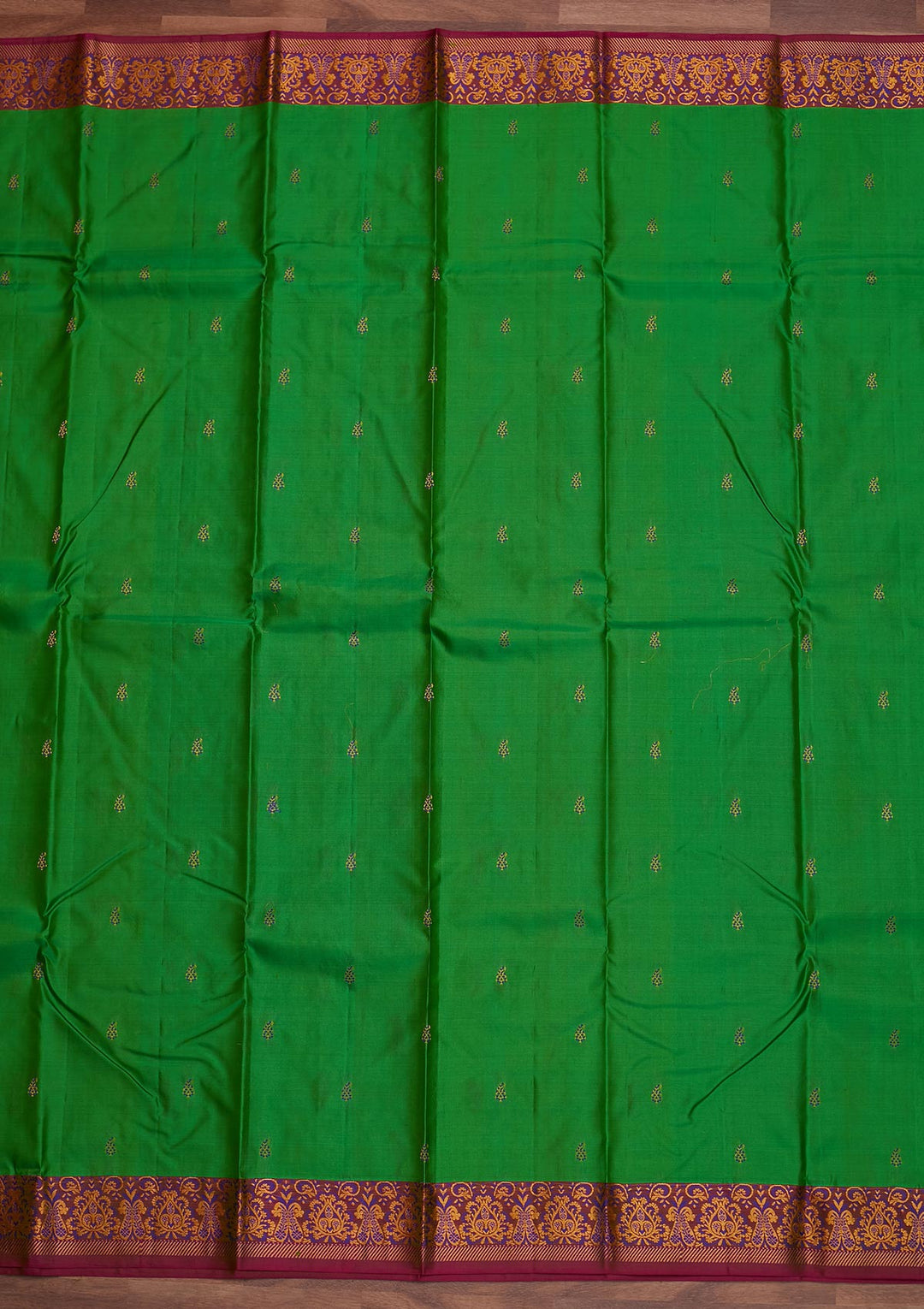 Leaf Green Zariwork Pure Silk Designer Saree - Koskii