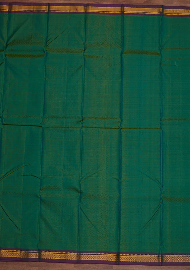 Leaf Green Zariwork Pure Silk Designer Saree - Koskii
