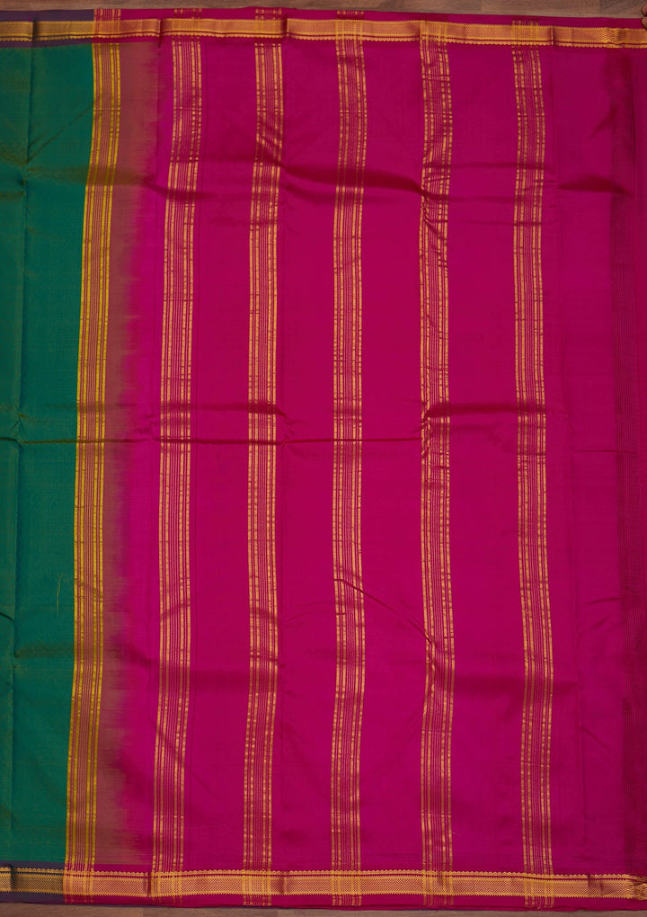 Leaf Green Zariwork Pure Silk Designer Saree - Koskii