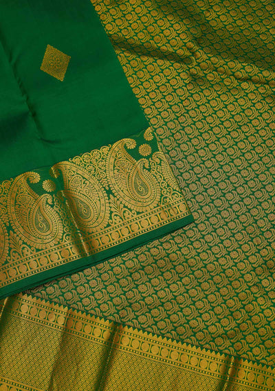 Leaf Green Zariwork Pure Silk Saree - Koskii