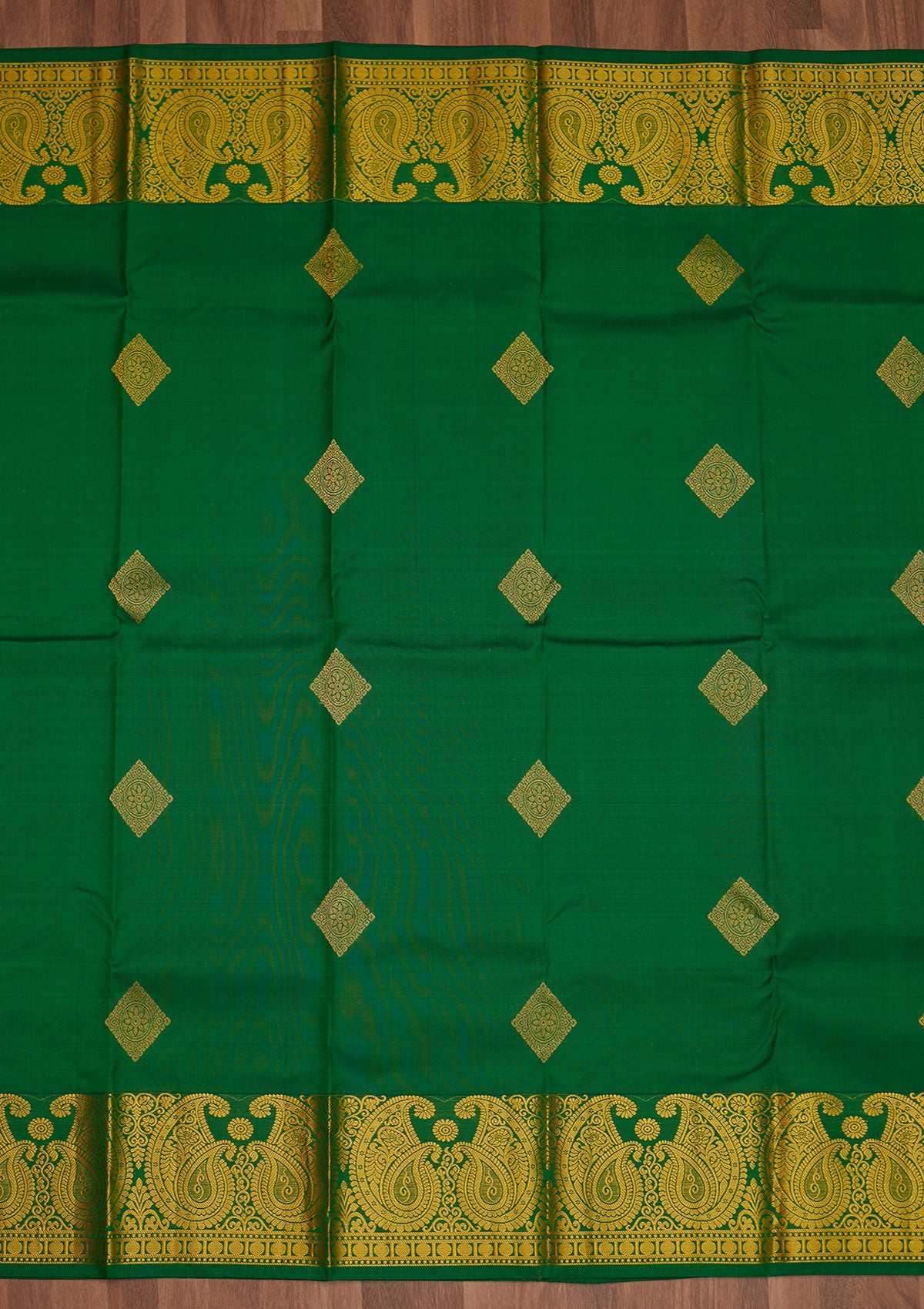 Leaf Green Zariwork Pure Silk Saree - Koskii