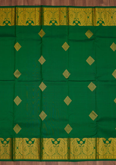 Leaf Green Zariwork Pure Silk Saree - Koskii
